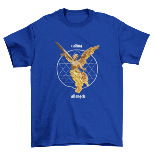 Aesthetic flying golden winged angel woman statue t-shirt
